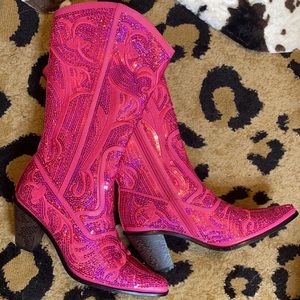 Helen’s Heart Hot Pink Sequin Boots